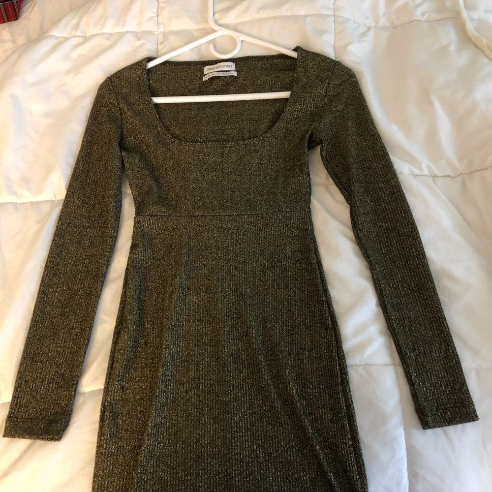 never worn gold long sleeve midi dress